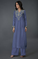 Iris Blue Kashmiri Tilla Embroidered Kurta Set