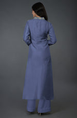 Iris Blue Kashmiri Tilla Embroidered Kurta Set