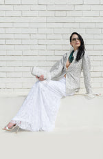 White Frost Sequin Beads and French Wire Hand Embroidered Jacket
