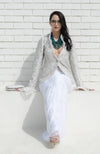 White Frost Sequin Beads and French Wire Hand Embroidered Jacket