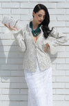 White Frost Sequin Beads and French Wire Hand Embroidered Jacket