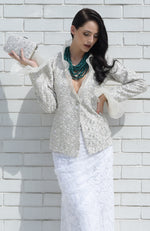 White Frost Sequin Beads and French Wire Hand Embroidered Jacket