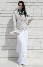 White Frost Sequin Beads and French Wire Hand Embroidered Jacket