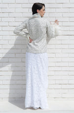 White Frost Sequin Beads and French Wire Hand Embroidered Jacket