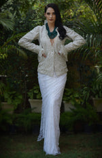White Frost Sequin Beads and French Wire Hand Embroidered Jacket