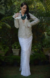 White Frost Sequin Beads and French Wire Hand Embroidered Jacket