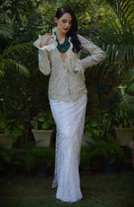 White Frost Sequin Beads and French Wire Hand Embroidered Jacket