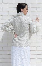 White Frost Sequin Beads and French Wire Hand Embroidered Jacket