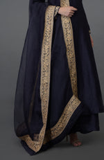 Kashmir Inspired Eclipse Blue Tilla Embroidered Suit