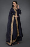 Kashmir Inspired Eclipse Blue Tilla Embroidered Suit