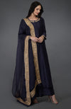 Kashmir Inspired Eclipse Blue Tilla Embroidered Suit