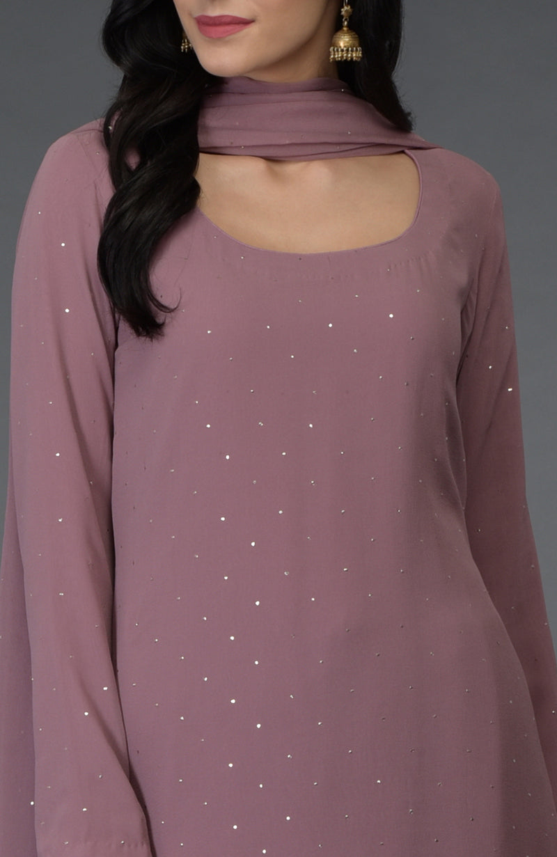 Lilac Handcrafted Mukaish Farshi Palazzo Suit