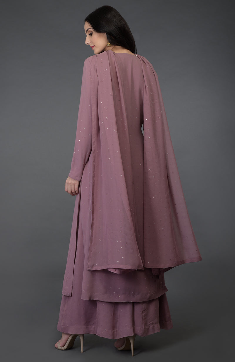 Lilac Handcrafted Mukaish Farshi Palazzo Suit