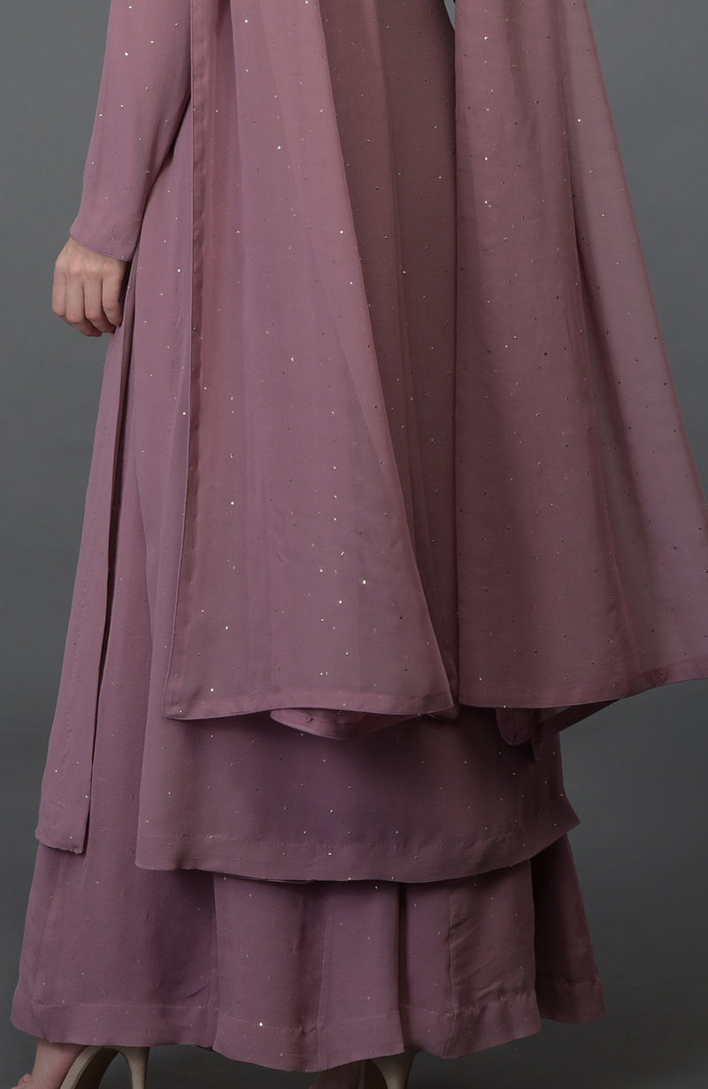 Lilac Handcrafted Mukaish Farshi Palazzo Suit