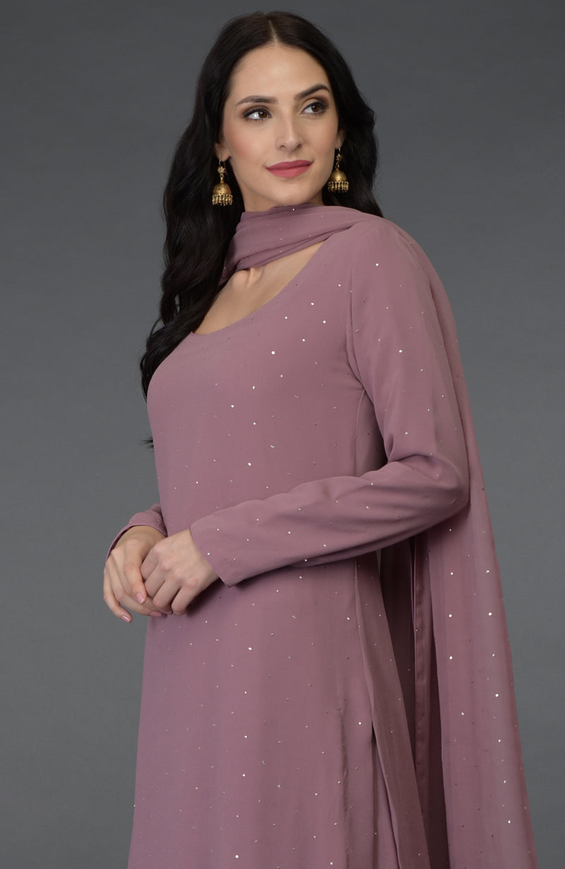 Lilac Handcrafted Mukaish Farshi Palazzo Suit