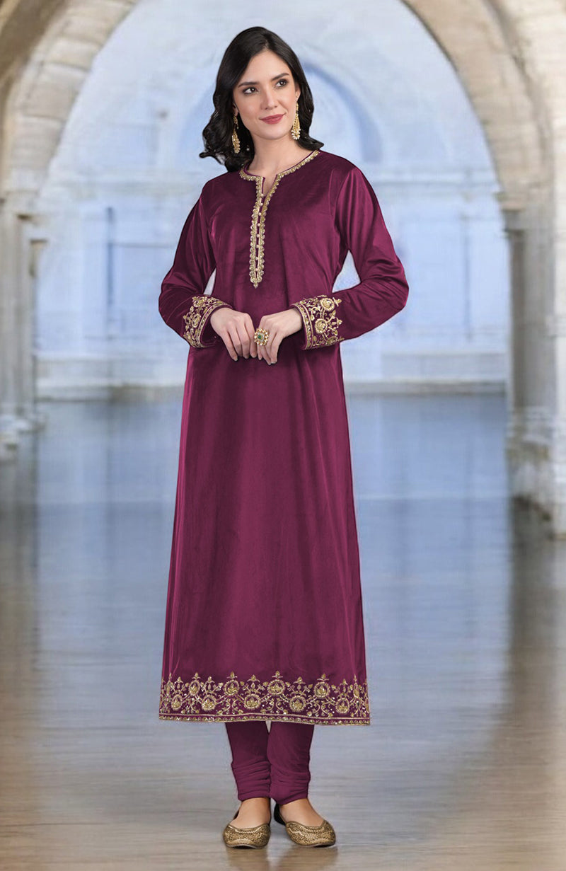 Maroon Zardozi Hand Embroidered Kurta Set