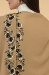 Camel Beige Floral Hand Embroidered Pure Cashmere Stole