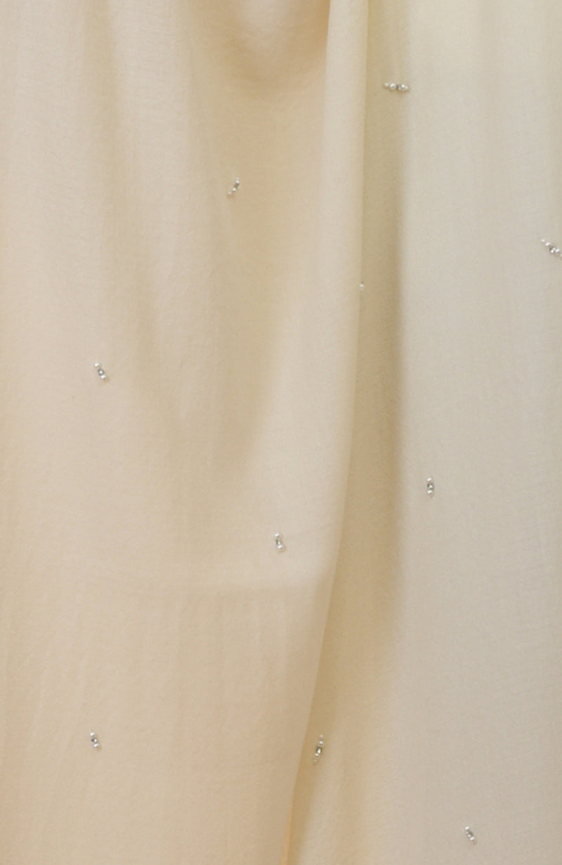 Ivory Beads & Crystal Hand Embroidered Pure Cashmere Stole