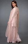Pink-Silver Zari Beads & Sequin Embroidered Gharara Suit