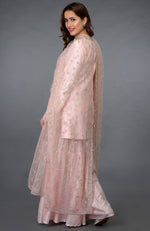 Pink-Silver Zari Beads & Sequin Embroidered Gharara Suit