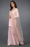 Pink-Silver Zari Beads & Sequin Embroidered Gharara Suit