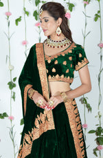 Emerald Green Kashmiri Tilla Embroidered Lehenga Outfit