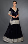 Midnight Blue Kashmiri Tilla Embroidered Lehenga Outfit