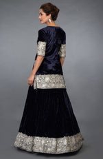 Midnight Blue Kashmiri Tilla Embroidered Lehenga Outfit