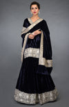 Midnight Blue Kashmiri Tilla Embroidered Lehenga Outfit