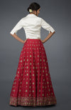 Royal Red Zardozi & Crystal Hand Embroidered Skirt With Blouse