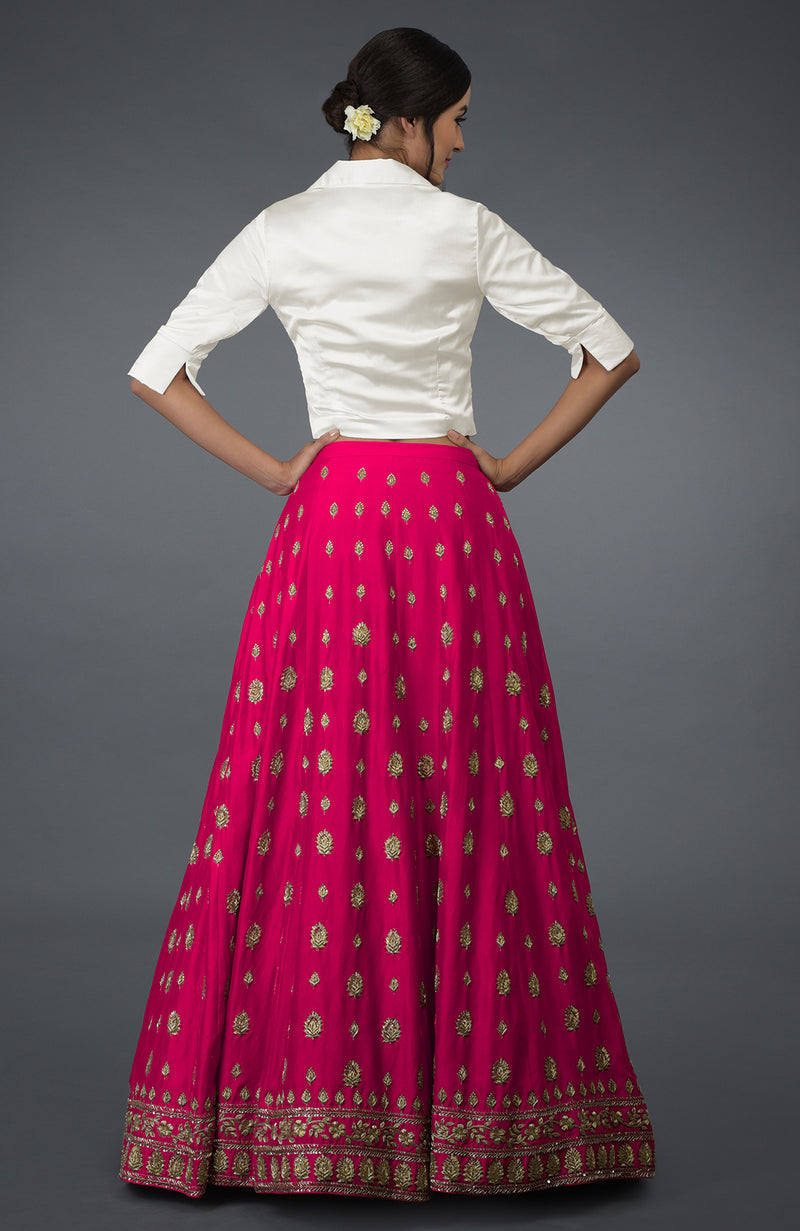 Berry Gloss Zardozi & Crystal Hand Embroidered Skirt
