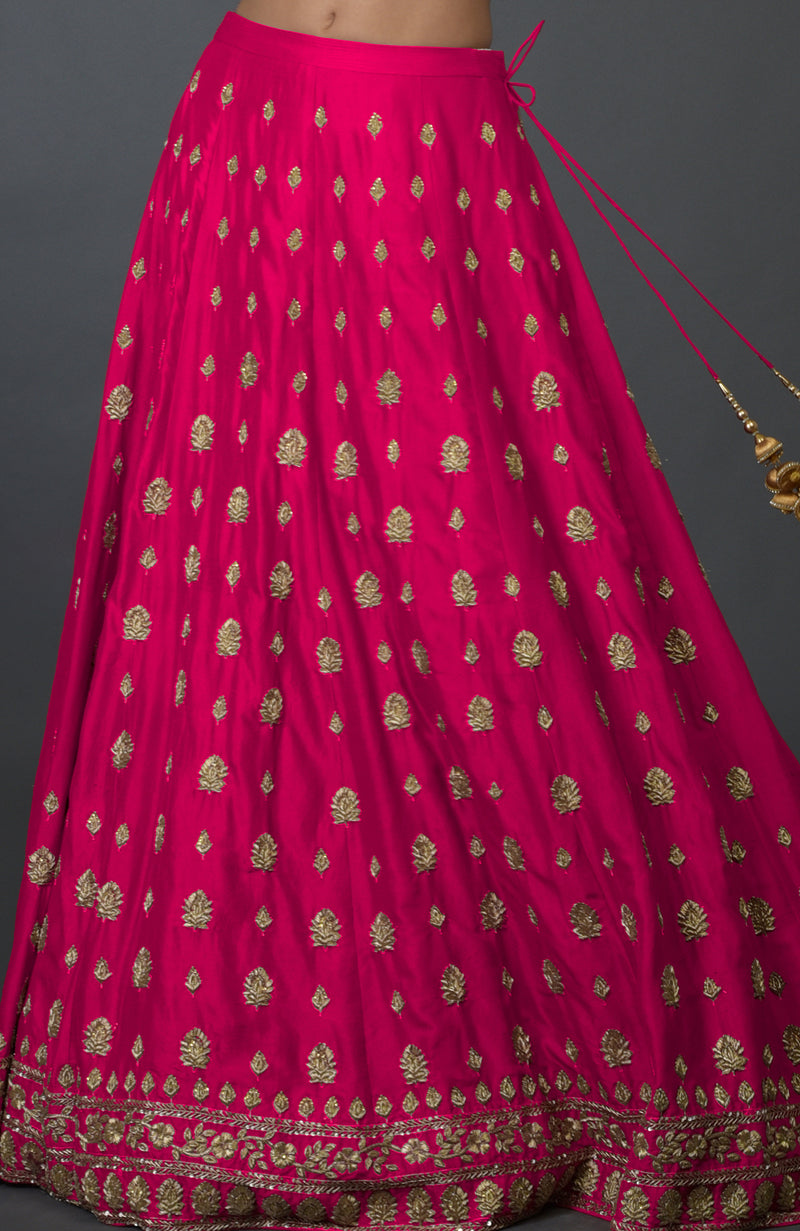 Berry Gloss Zardozi & Crystal Hand Embroidered Skirt