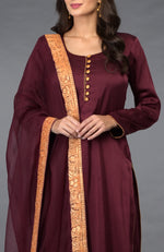 Burgundy Kashmiri Tilla Embroidered Salwar Pants Suit