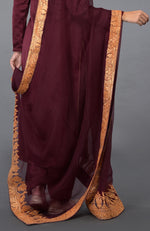 Burgundy Kashmiri Tilla Embroidered Salwar Pants Suit