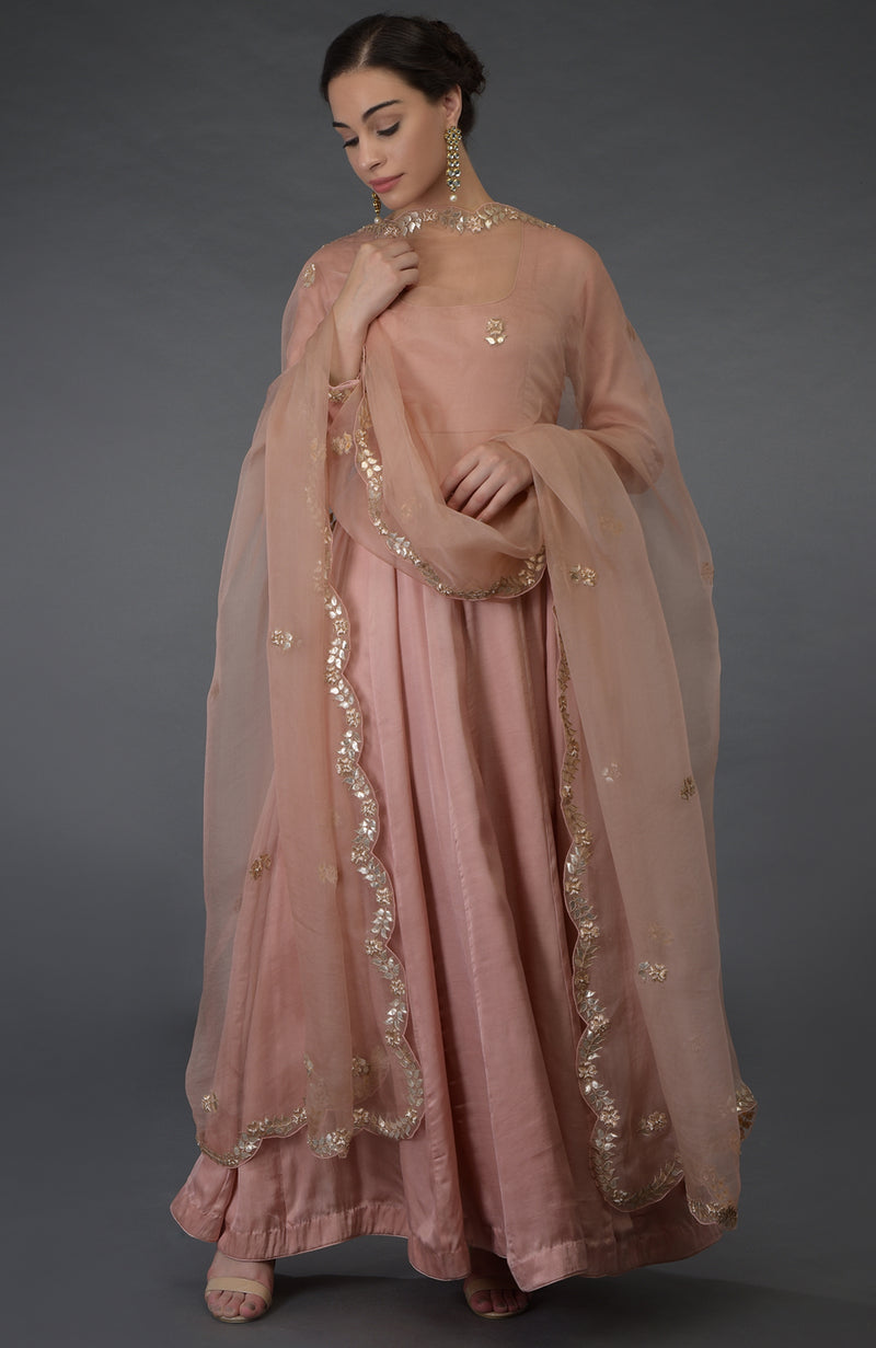 Pressed Rose Gota Patti & Zardozi Hand Embroidered Suit