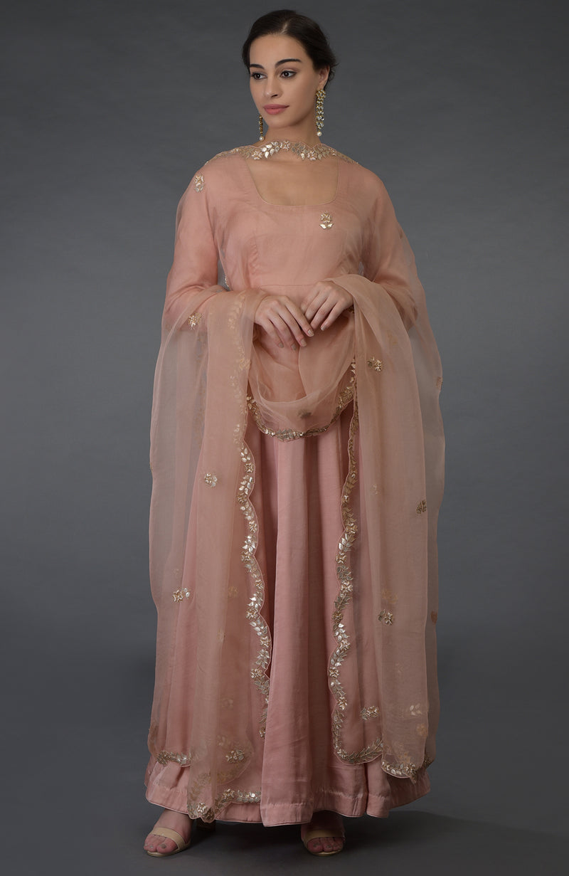 Pressed Rose Gota Patti & Zardozi Hand Embroidered Suit