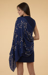 Navy Blue Beads & Sequin Hand Embroidered Pure Cashmere Stole