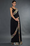 Black Parsi Gara Hand Embroidered Saree