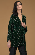 Emerald Green Crystal Hand Embroidered Silk Velvet Jacket