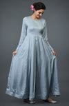 Powder Blue Floral Embroidered Anarkali Suit with Dupatta