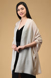 Light Beige Butterfly Hand Embroidered Pure Cashmere Stole