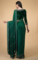 Emerald Green Crystal Hand Embroidered Blouse
