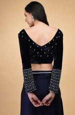 Midnight Sky Crystal Hand Embroidered Blouse