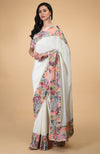 Ivory Parsi Gara Hand Embroidered Saree