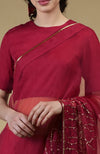 Classic Red-Gold Beads & Sequin Zardozi Hand Embroidered Saree