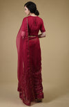Classic Red-Gold Beads & Sequin Zardozi Hand Embroidered Saree