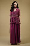 Peacock Pink Beads Zardozi Hand Embroidered Sharara Suit