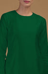 Emerald Green Pure Matka Silk Jewel Neck Kurta Set