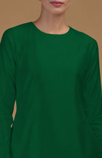 Emerald Green Pure Matka Silk Jewel Neck Kurta Set