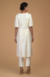 Ivory Pure Matka Silk V-Neck Kali Kurta Set